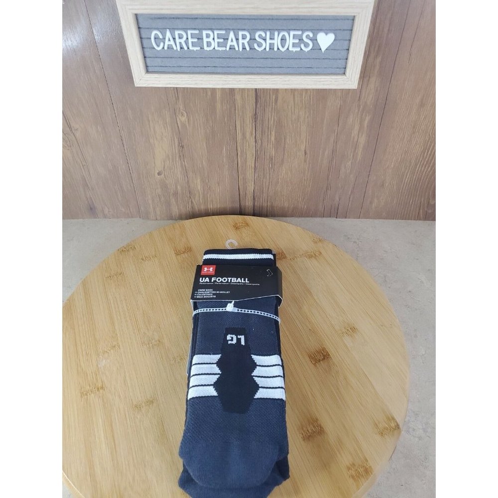 Under Armour Adult Highlight Football Crew Socks 1 Pair Black/White SZ Large